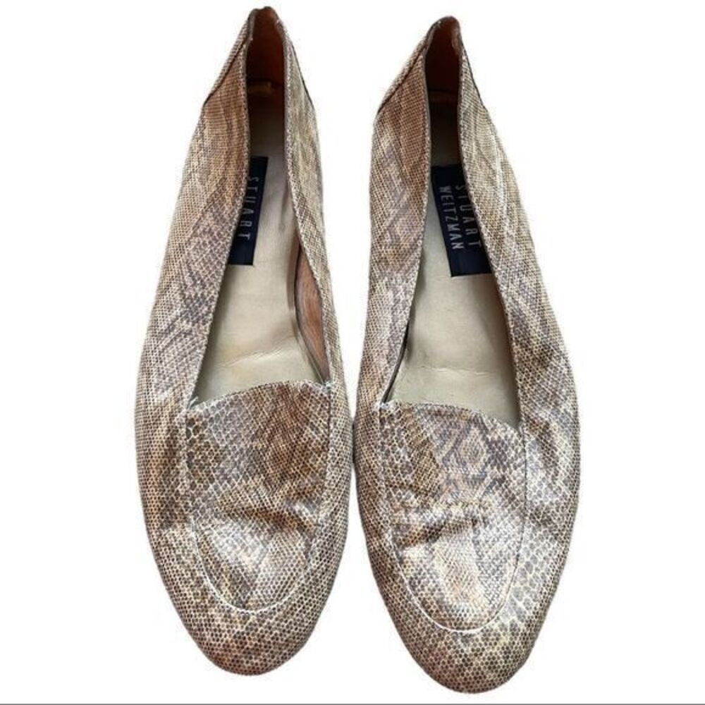 Stuart Weitzman‎ Women's Flat Shoes Slip On Animal Print Tan Size 8